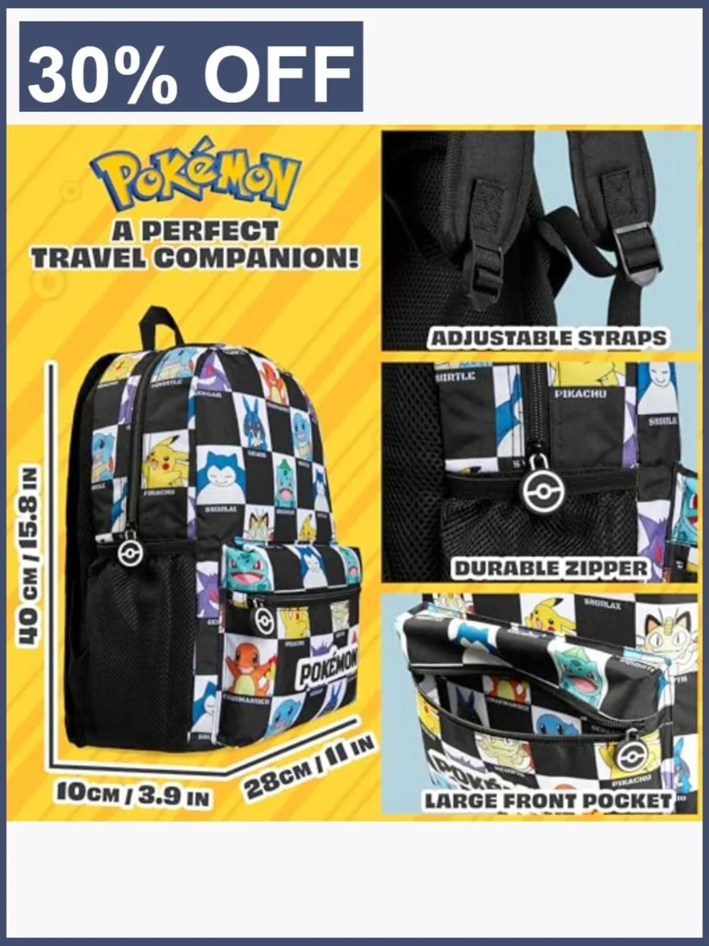 Pikachu Anime School Backpack Kids Teens Daypack Lightweight